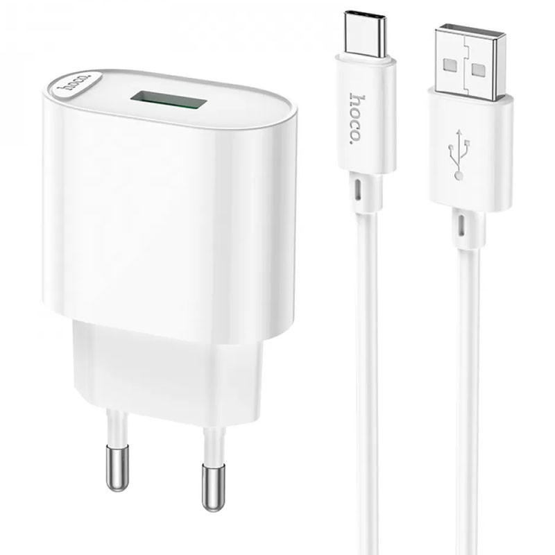 Купити МЗП Hoco C109A Fighter QC3.0 18W (1USB-A) + кабель USB to Type-C