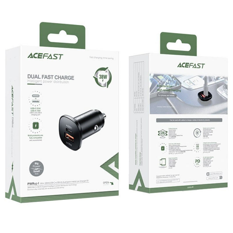 Купити АЗП Acefast B1 mini PD20W+QC3.0 total 38W (1USB-A/1C)