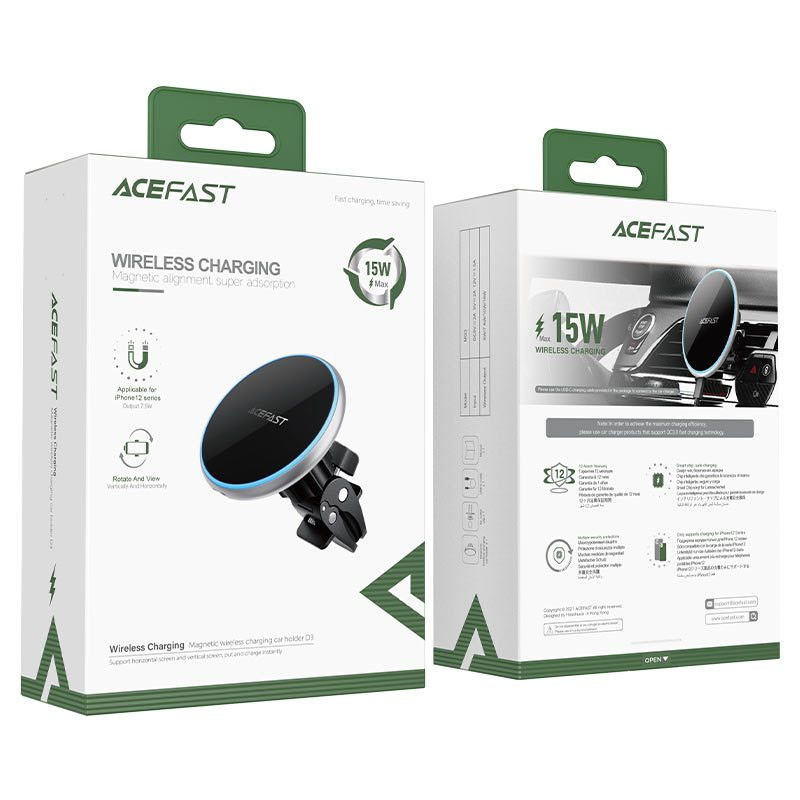 Купити Автотримач з БЗП Acefast D3 magnetic wireless 15W (air outlet)