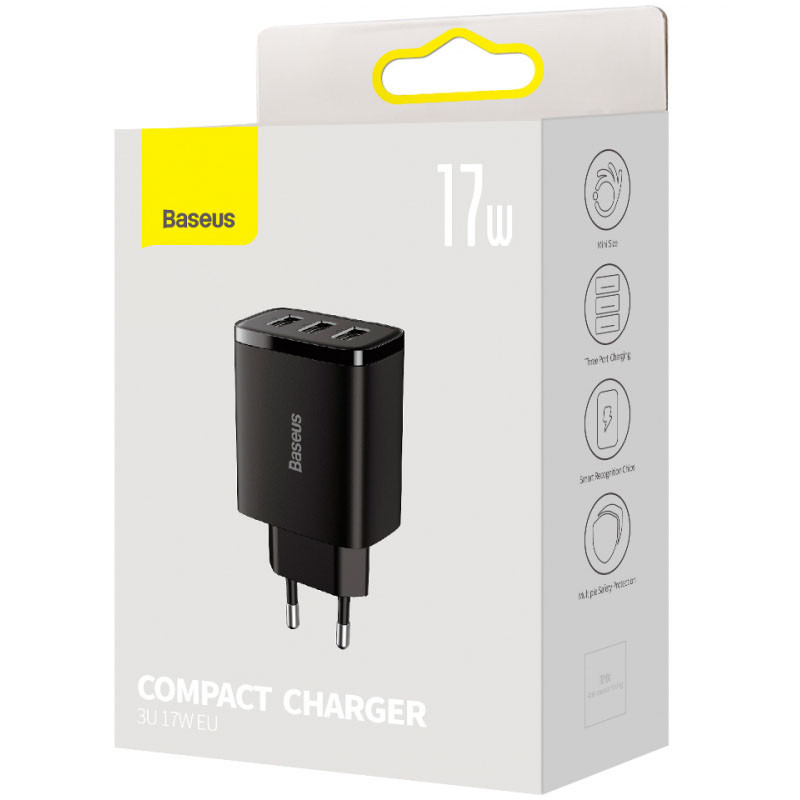 Купити МЗП Baseus Compact 17W (3USB-A) (CCXJ02)