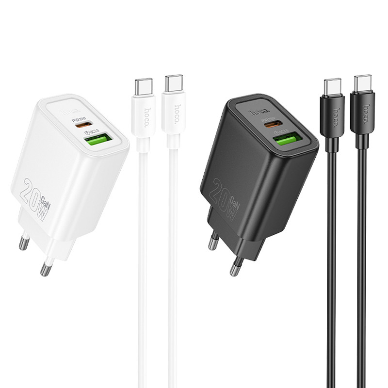 Купити МЗП Hoco N61 Gentle PD20W+QC3.0 (1USB-A/1C) + кабель Type-C to Type-C