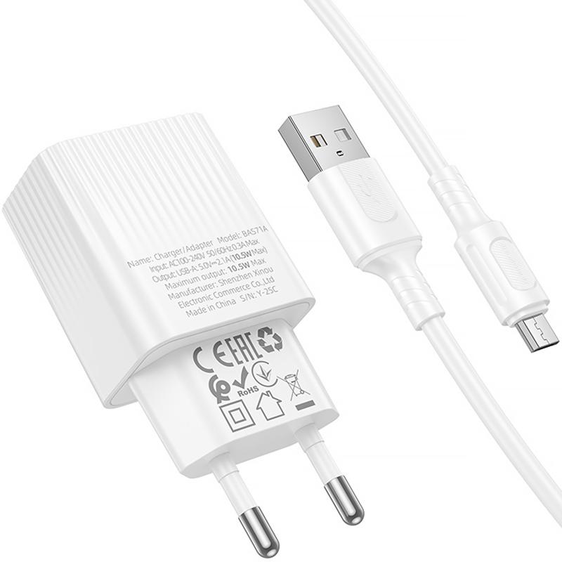 Купити МЗП Borofone BAS71A Source 10.5W (1USB-A) + кабель USB to MicroUSB