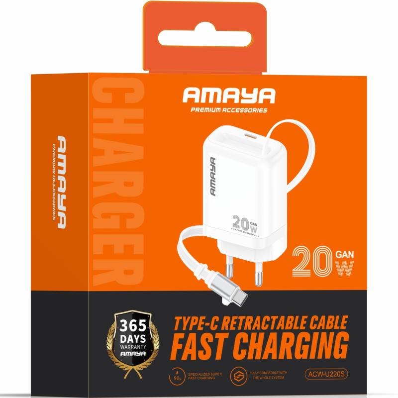 Купити МЗП Amaya E220S PD20W GaN (1USB-C) + Retractable Cable Type-C