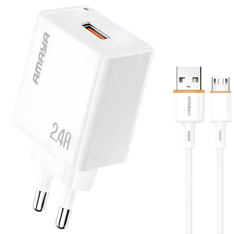 Купити МЗП Amaya E79D 2.4A (1USB-A) + кабель USB to MicroUSB