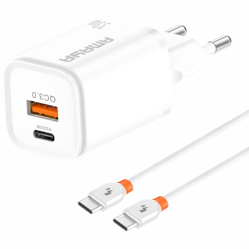 Купити МЗП Amaya E48D PD33W+QC3.0 (1USB-A/1C) + кабель Type-C to Type-C