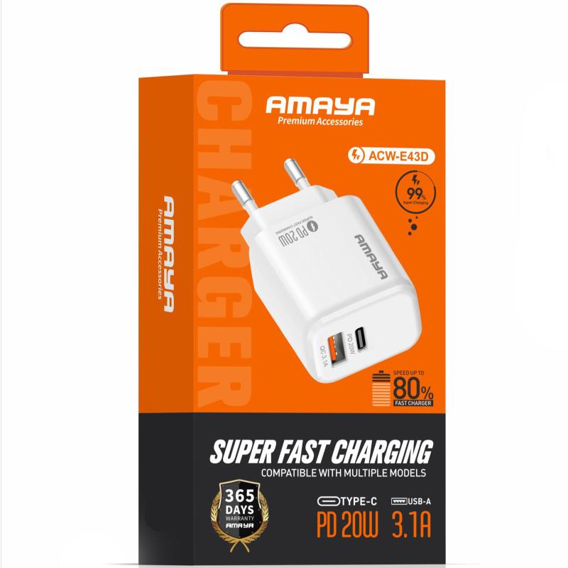Купити МЗП Amaya E43D PD20W (1USB-A/1C)