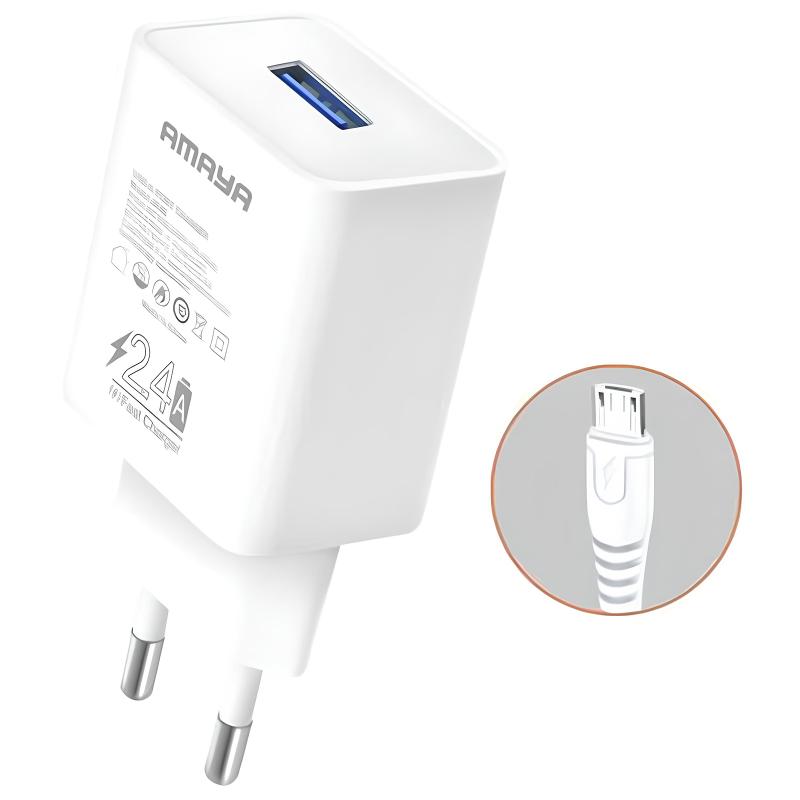 Купити МЗП Amaya M3 2.4A (1USB-A) + кабель USB to MicroUSB
