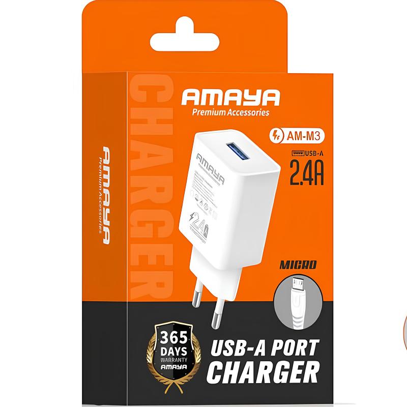 Купити МЗП Amaya M3 2.4A (1USB-A) + кабель USB to MicroUSB