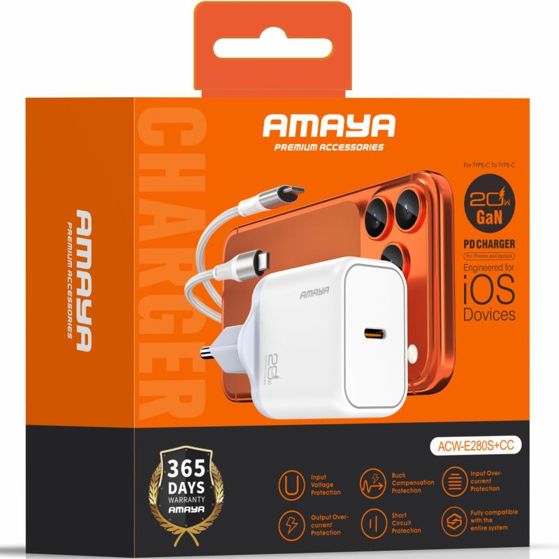 Купити МЗП Amaya E280S PD20W GaN (1USB-C) + кабель Type-C to Type-C