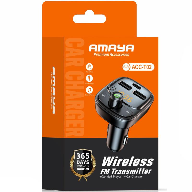 Купити АЗП FM модулятор Amaya ACC-T02 PD30W (2USB-A/1C)