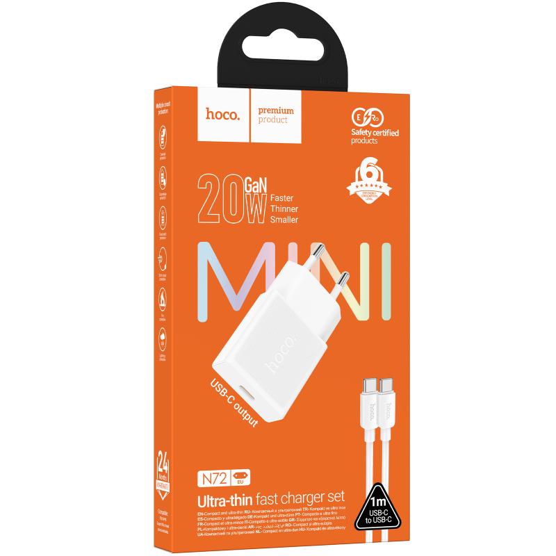 Купити МЗП Hoco N72 Speed ultra-thin PD20W (1USB-C) + кабель Type-C to Type-C