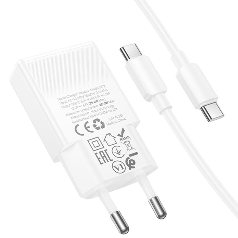 Купити МЗП Hoco N72 Speed ultra-thin PD20W (1USB-C) + кабель Type-C to Type-C