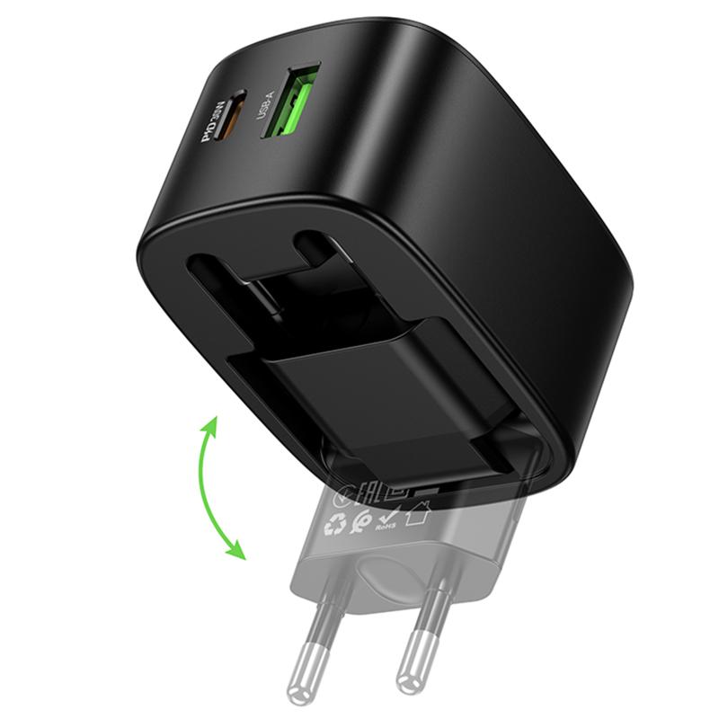 Купити МЗП Hoco CS102A Folding PD30W+QC3.0 (1USB-A/1C)