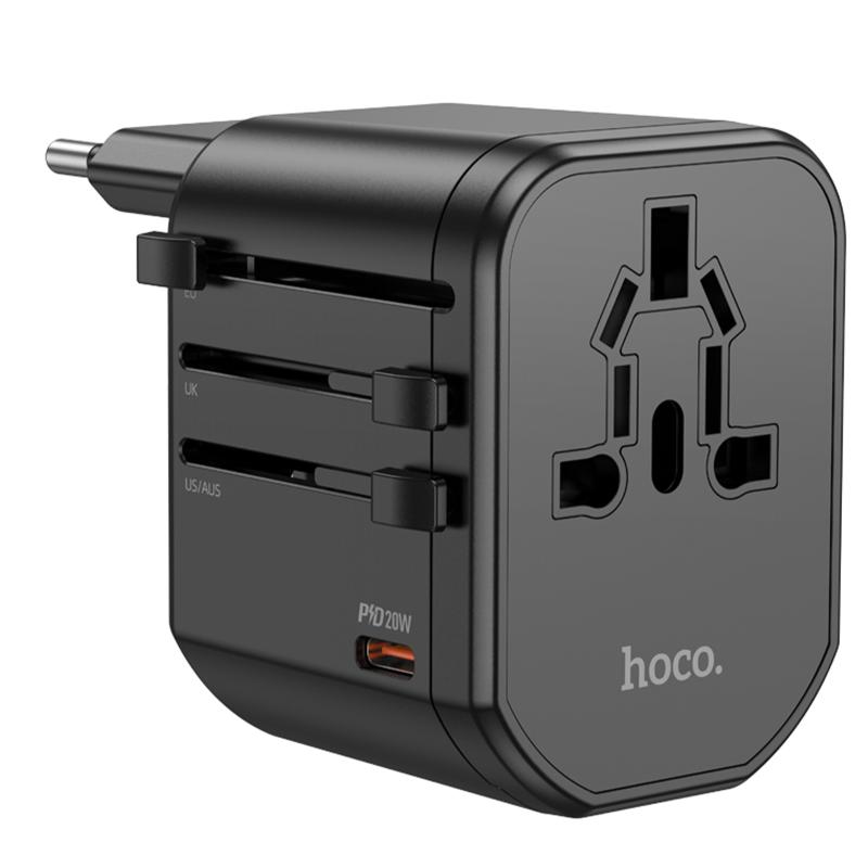 Купити Мережевий універсальний перехідник Hoco AC15 Walker PD20W+QC3.0 (2USB-A/1C) (EU)