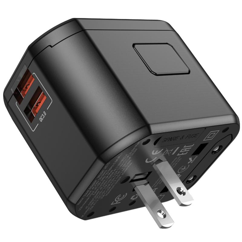 Купити Мережевий універсальний перехідник Hoco AC15 Walker PD20W+QC3.0 (2USB-A/1C) (EU)