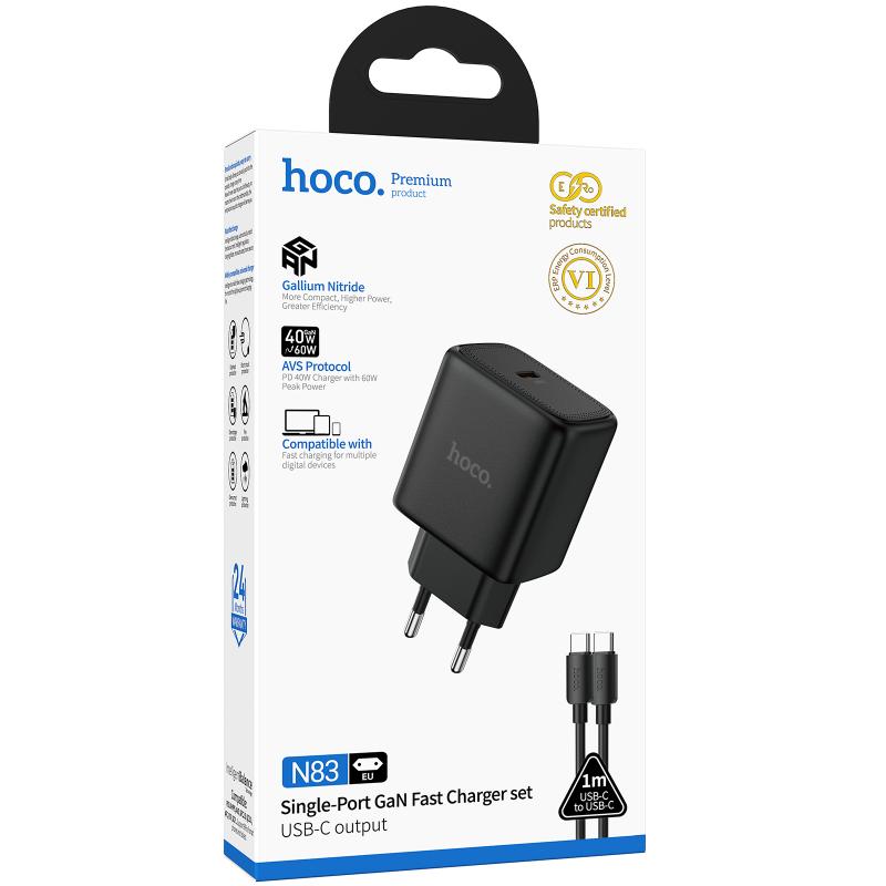 Купити МЗП Hoco N83 Profit PD40W (1USB-C) + кабель Type-C to Type-C
