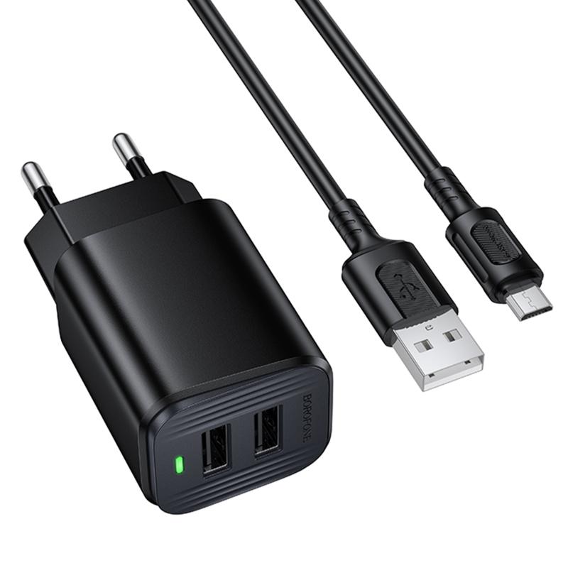 Купити МЗП Borofone BAS81A Star 10.5W (2USB-A) + кабель USB to MicroUSB