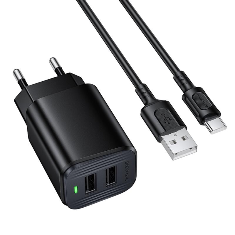 Купити МЗП Borofone BAS81A Star 10.5W (2USB-A) + кабель USB to Type-C