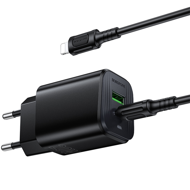 Купити МЗП Borofone BAS83A Star PD20W+QC3.0 (1USB-A/1C) + кабель Type-C to Lightning