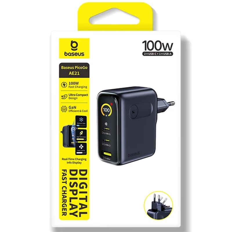 Купити МЗП Baseus PicoGo AE21 Fast Charger 100W (1USB-A/2C) + кабель Type-C to Type-C (E0121B)