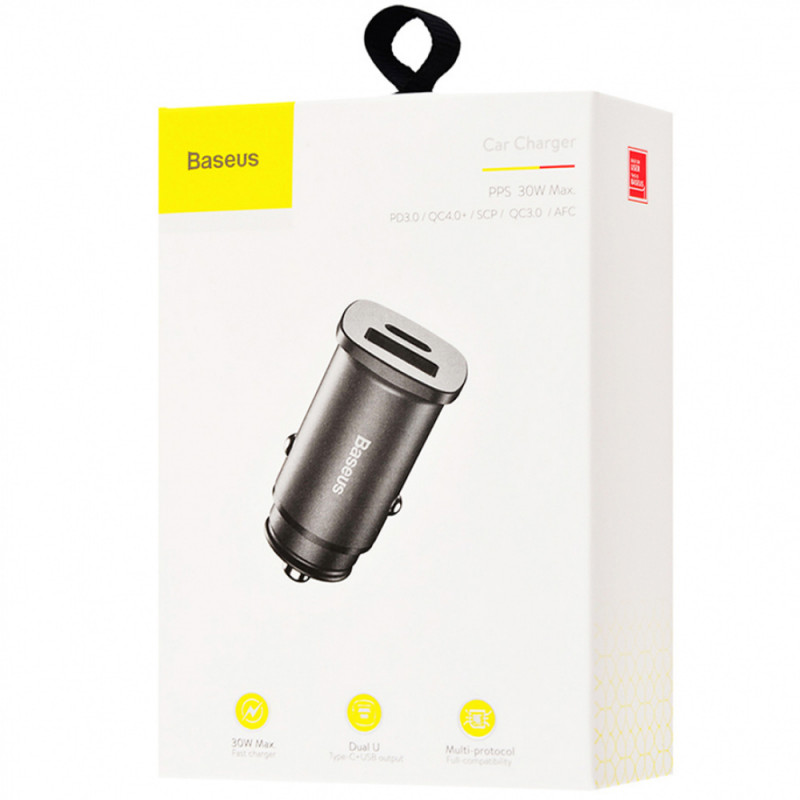 Купити АЗП Baseus Square Metal PD 3.0 QC 4.0+ 30W USB + Type-C (CCALL-AS)