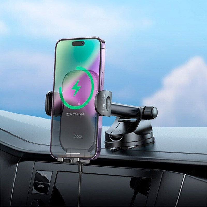 Купити Автотримач з БЗП Hoco HW5 Journey 15W (center console)