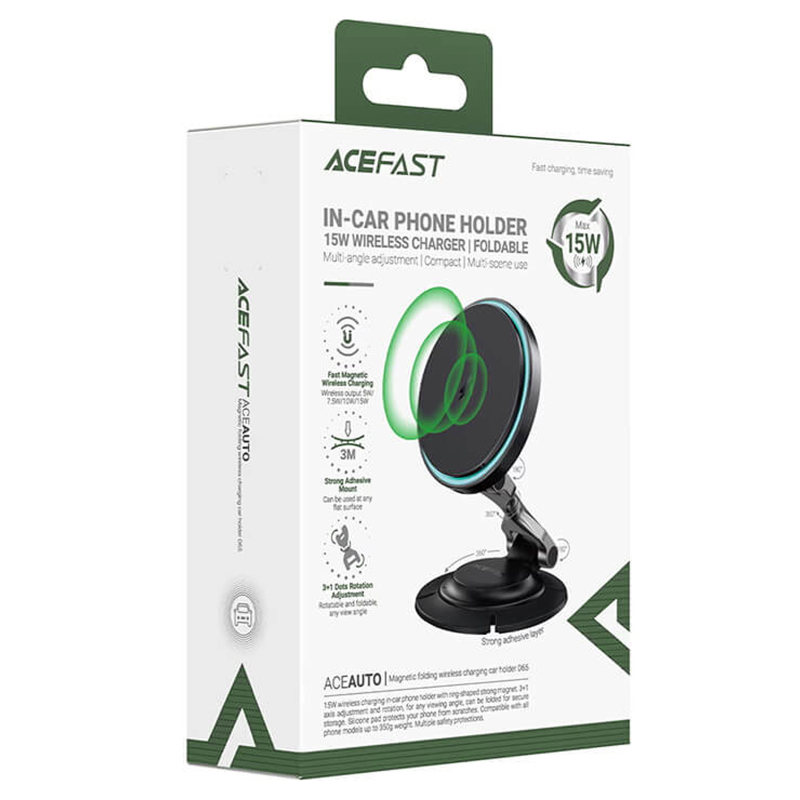Купити Автотримач з БЗП Acefast D65 Magnetic 15W (center console)