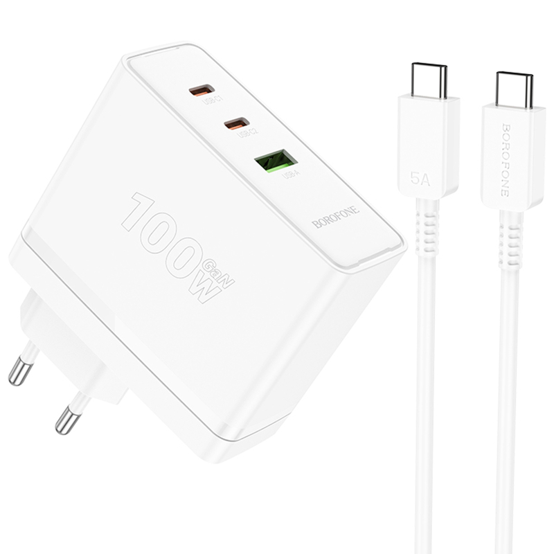 Купити МЗП Borofone BN11 Imperial PD100W+QC3.0 (1USB-A/2C) + кабель Type-C to Type-C