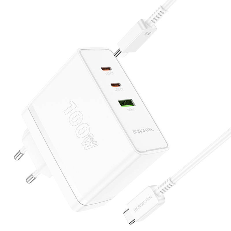 Купити МЗП Borofone BN11 Imperial PD100W+QC3.0 (1USB-A/2C) + кабель Type-C to Type-C