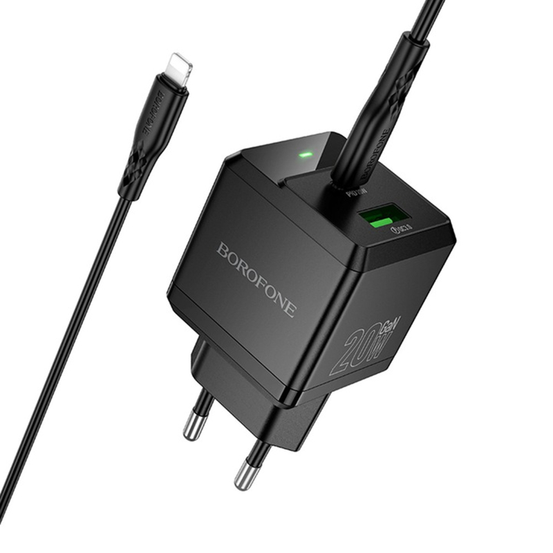 Купити МЗП Borofone BN19 Intenso PD20W+QC3.0 (1USB-A/1C) + кабель Type-C to Lightning