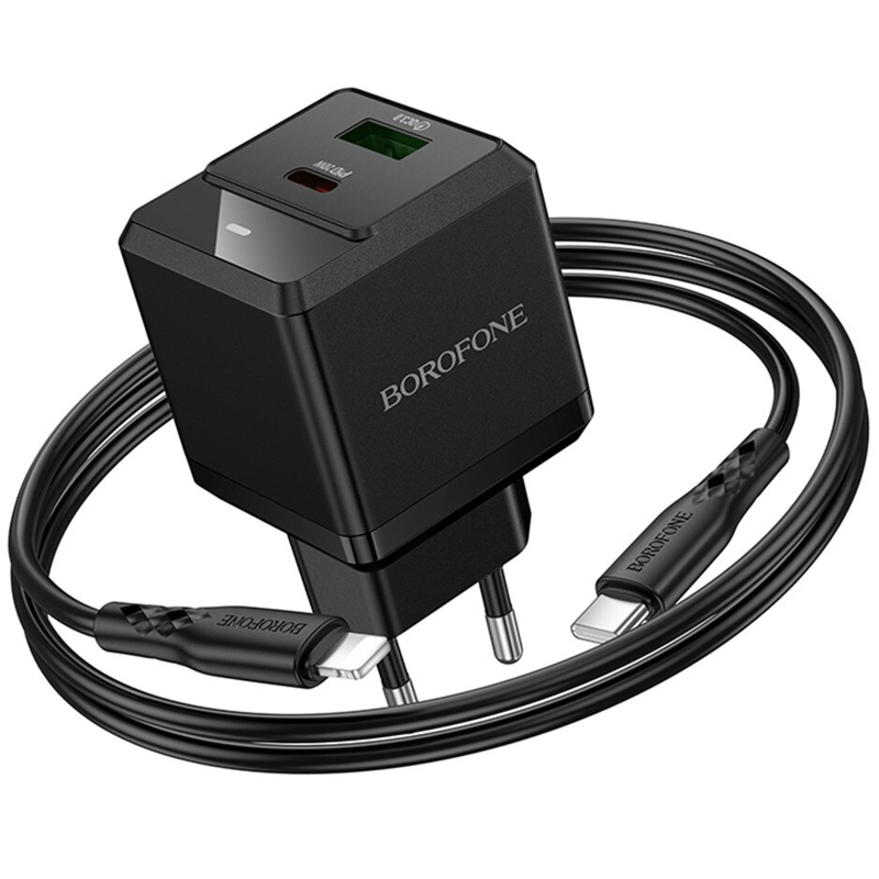 Купити МЗП Borofone BN19 Intenso PD20W+QC3.0 (1USB-A/1C) + кабель Type-C to Lightning
