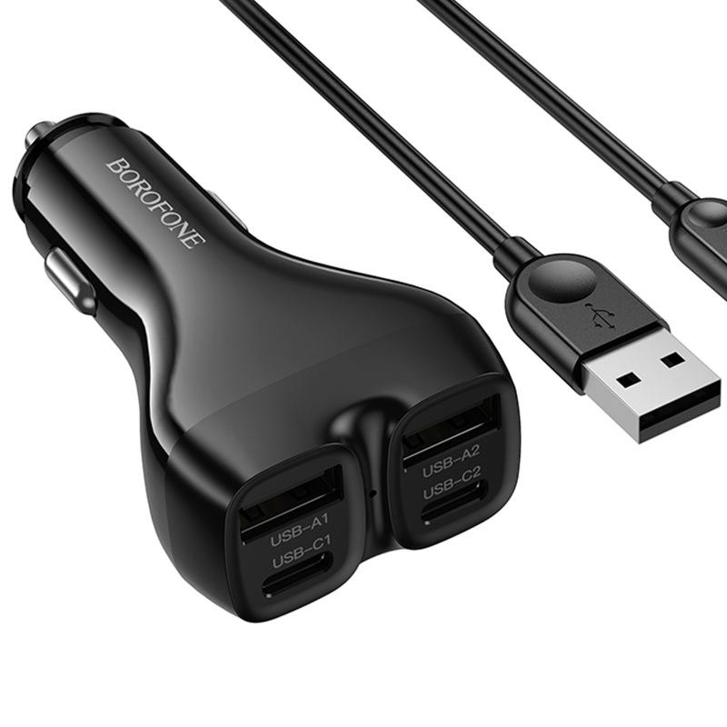 Купити АЗП Borofone BZ35 Leader PD15W+QC3.0 total 30W (2USB-A/2C) + кабель USB to Lightning