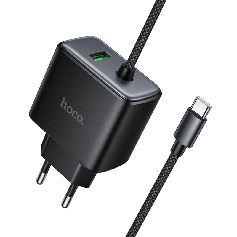 Купити МЗП Hoco C164A New PD30W+QC3.0 (1USB-A/1C) + встроенный кабель Type-C