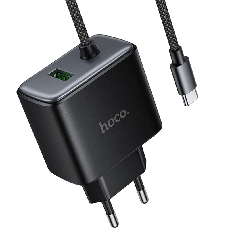 Купити МЗП Hoco C164A New PD30W+QC3.0 (1USB-A/1C) + встроенный кабель Type-C