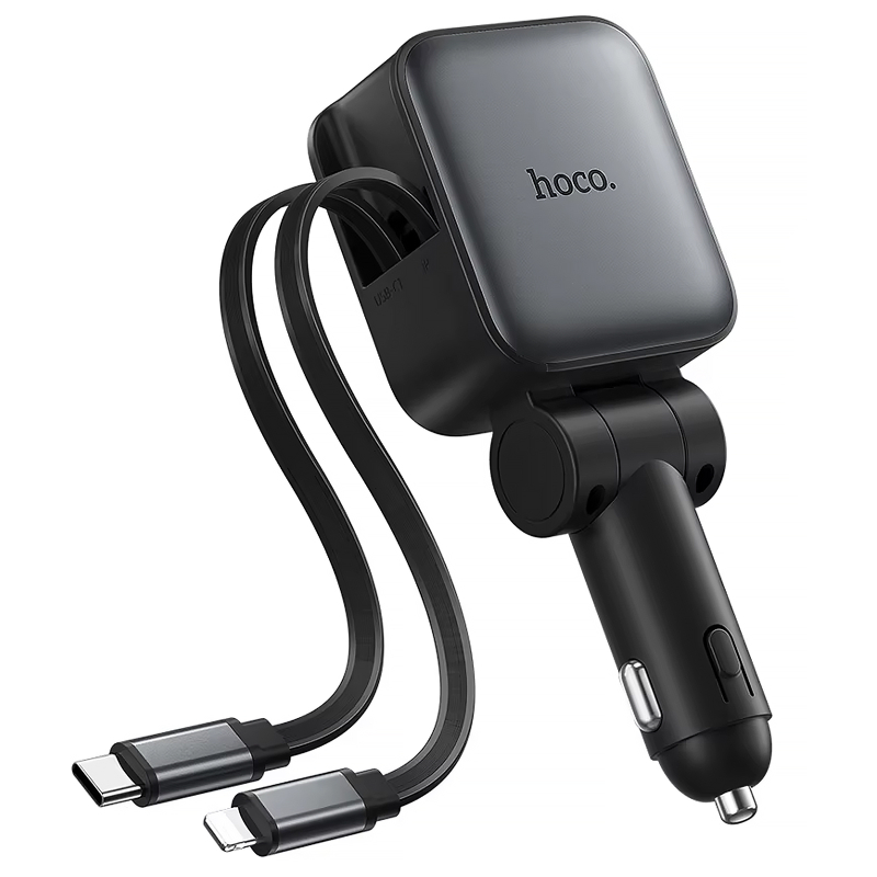Купити АЗП Hoco Z67A Triunfar PD45W+QC3.0 total 60W with retractable cables (1USB-A/2C/1L)