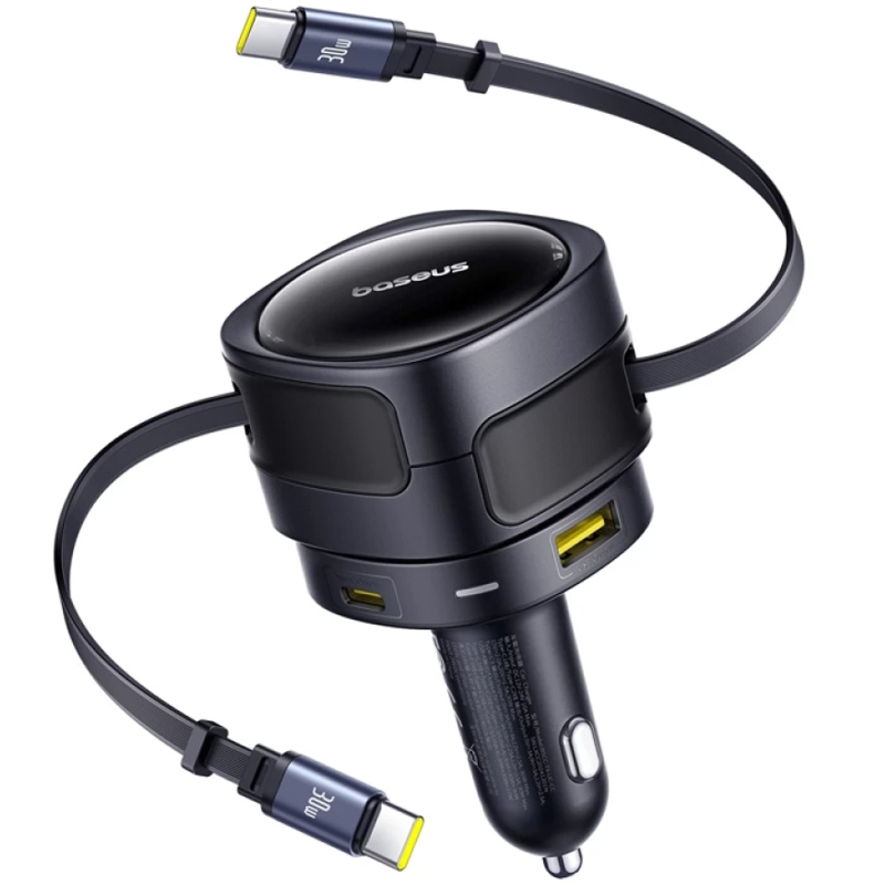 Купити АЗП Baseus Enjoyment Max PD90W with retractable cables (1USB-A/3C) (C00035507121)