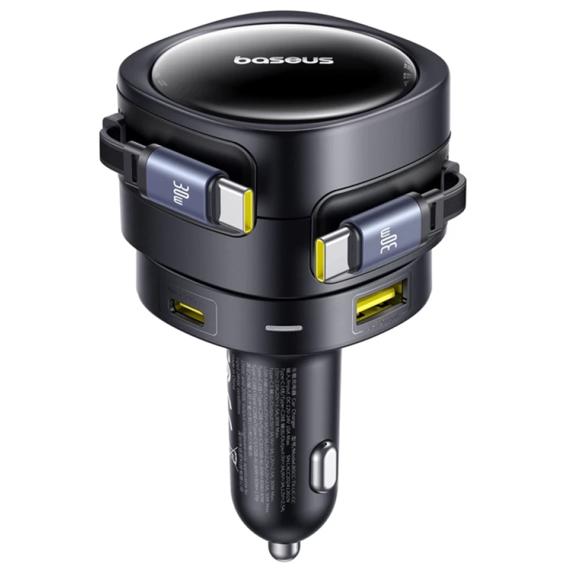 Купити АЗП Baseus Enjoyment Max PD90W with retractable cables (1USB-A/3C) (C00035507121)