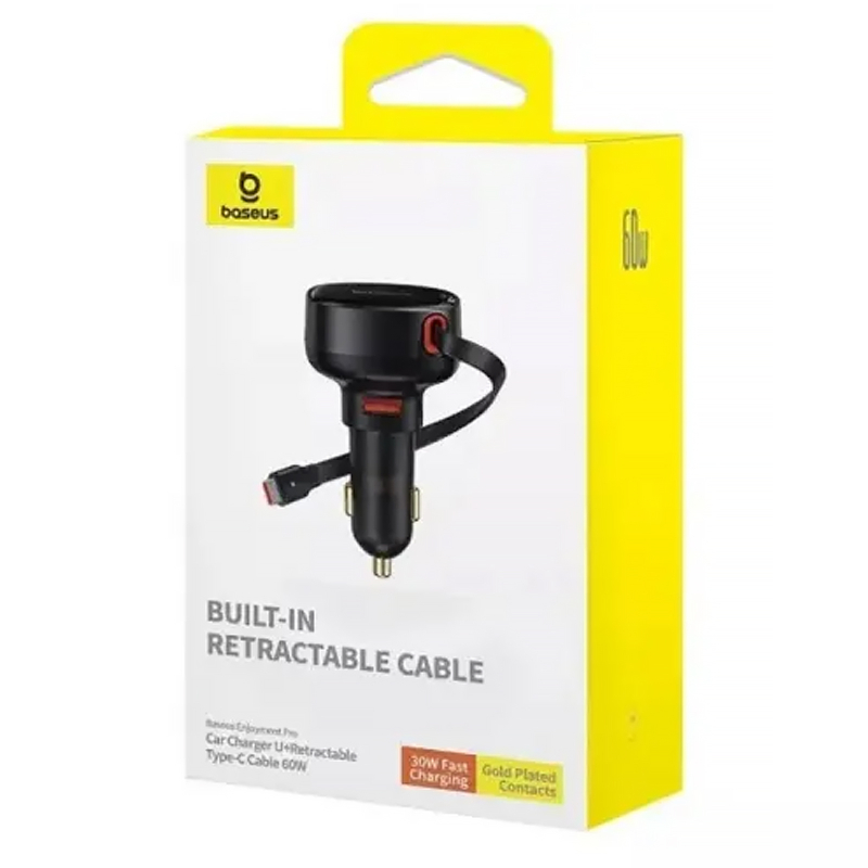 Купити АЗП Baseus Enjoyment Pro PD60W with retractable cables (1USB-A/1C/1L) (C00057802111)