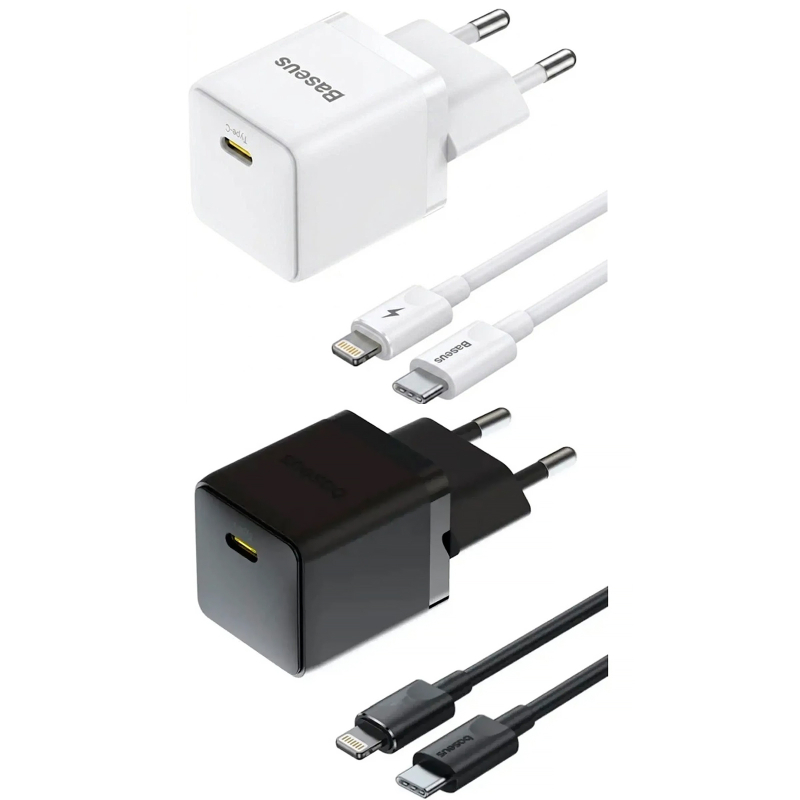 Купити МЗП Baseus Palm Fast Charger 20W (1USB-C) + кабель Type-C to Lightning (E01164)