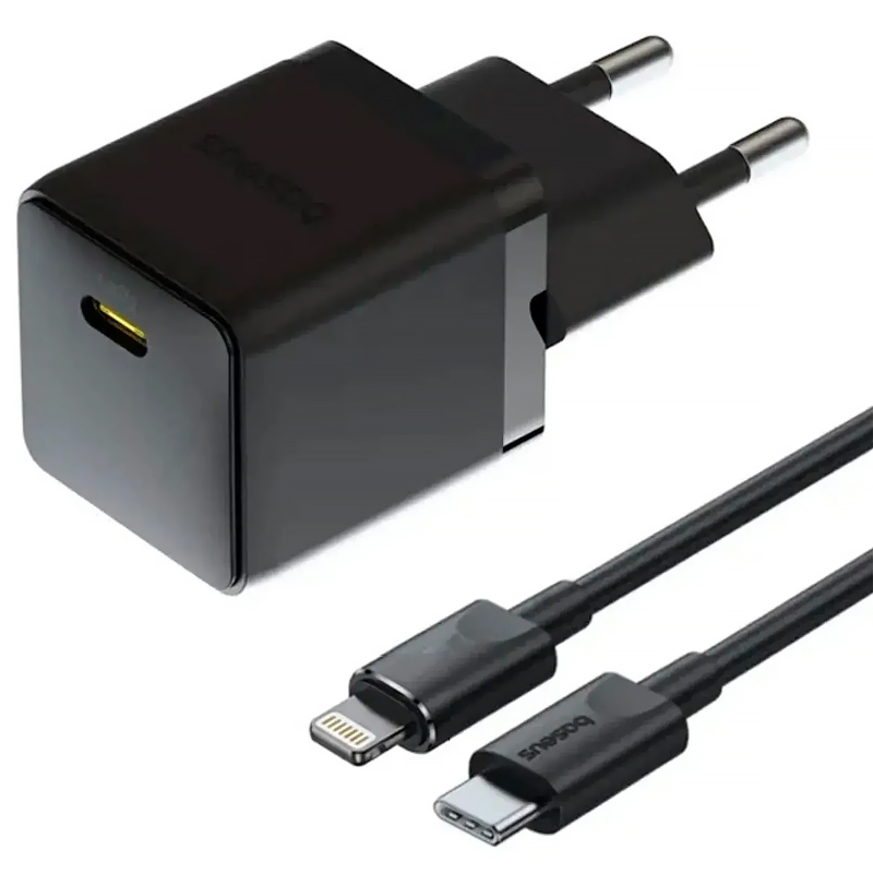 Купити МЗП Baseus Palm Fast Charger 20W (1USB-C) + кабель Type-C to Lightning (E01164)
