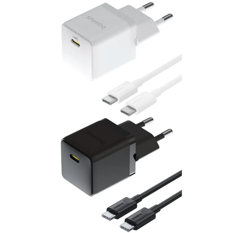 Купити МЗП Baseus Palm Fast Charger 20W (1USB-C) + кабель Type-C to Type-C (P10111602)