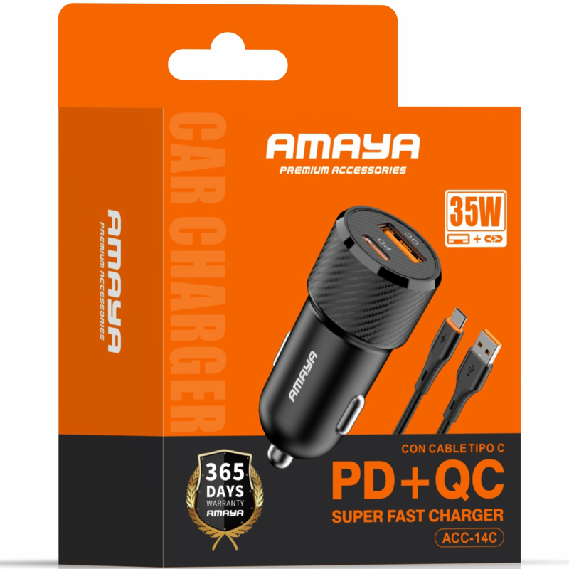 Купити АЗП Amaya ACC-14C PD15W+QC3.0 total 35W (1USB-A/1C) + кабель USB to Type-C